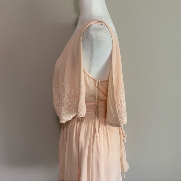 Free People Chiffon Beaded Wrap Belted Ruffle Front Dress - Picture 6 of 12